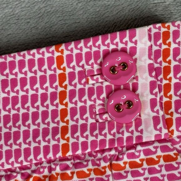 Vineyard Vines Skirt Womens 0 Pink Cotton Whale Print Stripe 29x16 side zip Mini - Picture 5 of 15